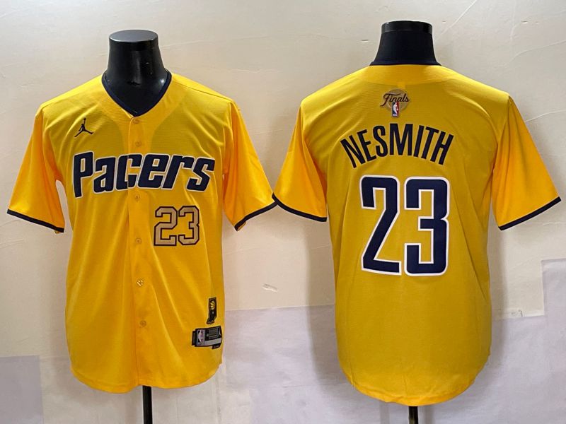 Men 2025 Indiana Pacers #23 Nesmith Yellow Joint Name NBA Jersey style 10->indiana pacers->NBA Jersey